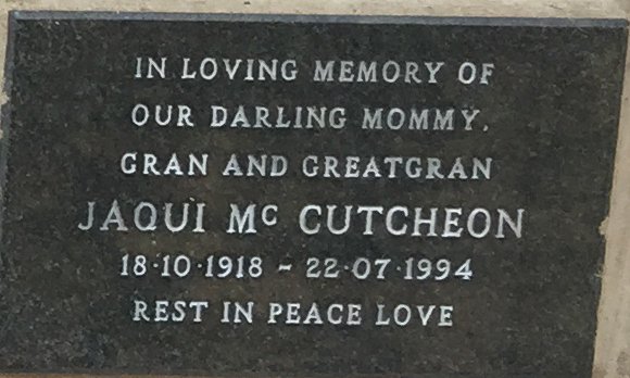 Mc CUTCHEON Jaqui 1918-1994
