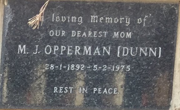OPPERMAN M.J. nee DUNN 1892-1975