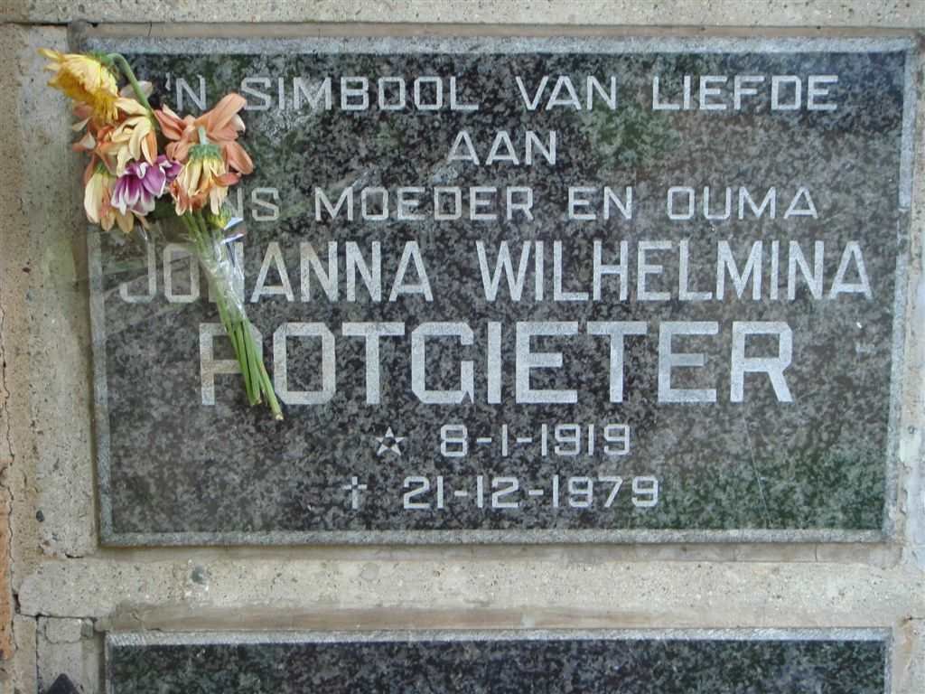 POTGIETER Johanna Wilhelmina 1919-1979
