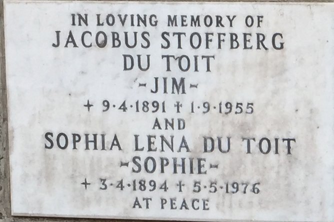 TOIT Jacobus Stoffberg, du 1891-1955 &amp; Sophia Lena 1894-1976