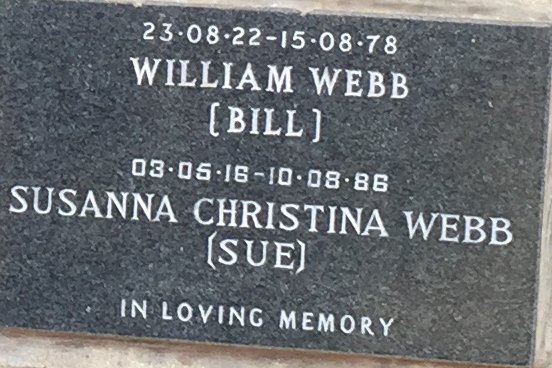 WEBB William 1922-1978 &amp; Susanna Christina 1916-1986