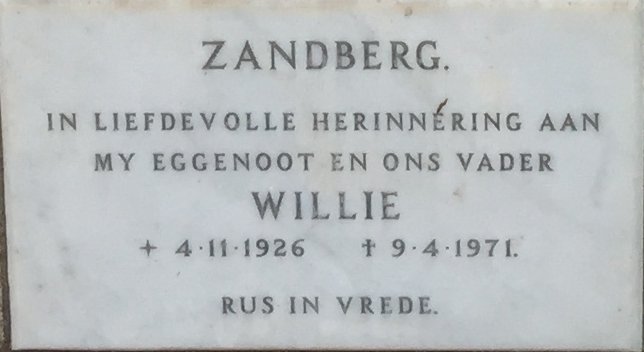 ZANDBERG Willie 1926-1971