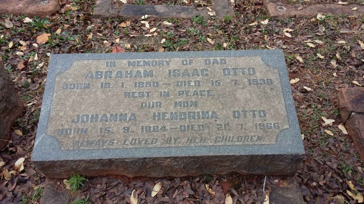 OTTO Abraham Isaac 1880-1938 &amp; Johanna Hendrina 1884-1966