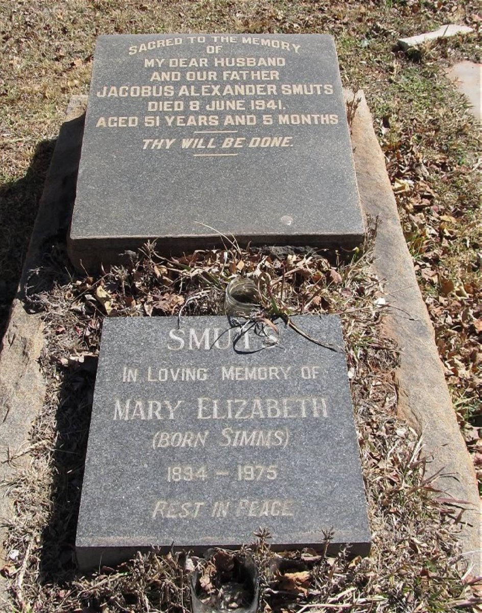 SMUTS Jacobus Alexander -1941 &amp; Mary Elizabeth SIMMS 1894-1975