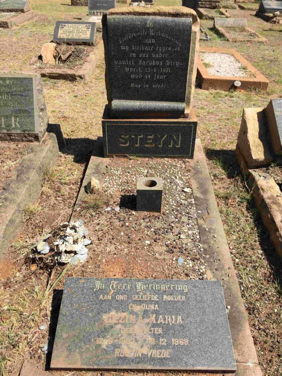 STEYN Daniel Jacobus -1931 &amp; Gezina Maria WALTER 1893-1969