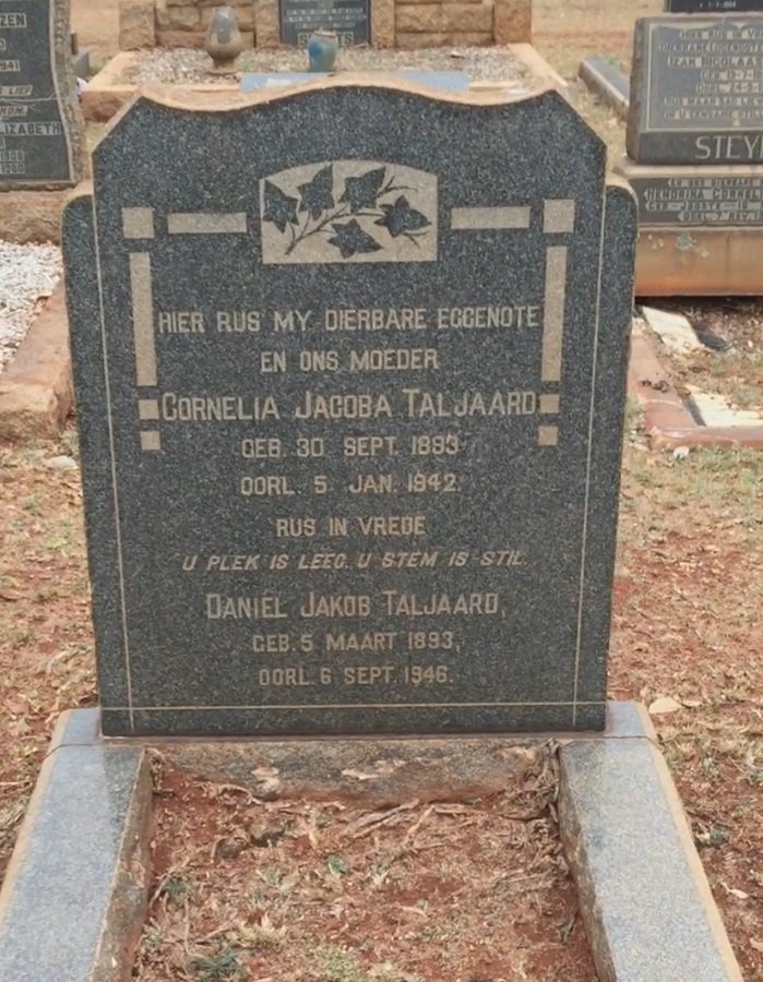 TALJAARD Daniël Jakob 1893-1946 &amp; Cornelia Jacoba 1893-1942