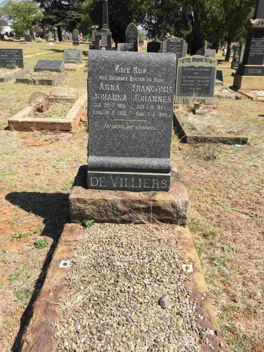 VILLIERS Francouis Johannes, de 1923-1949 &amp; Anna Johanna 1918-1930