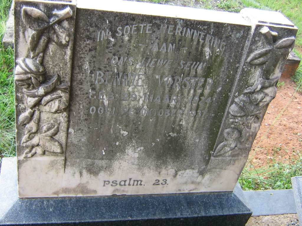 VORSTER Bennie 1924-1937