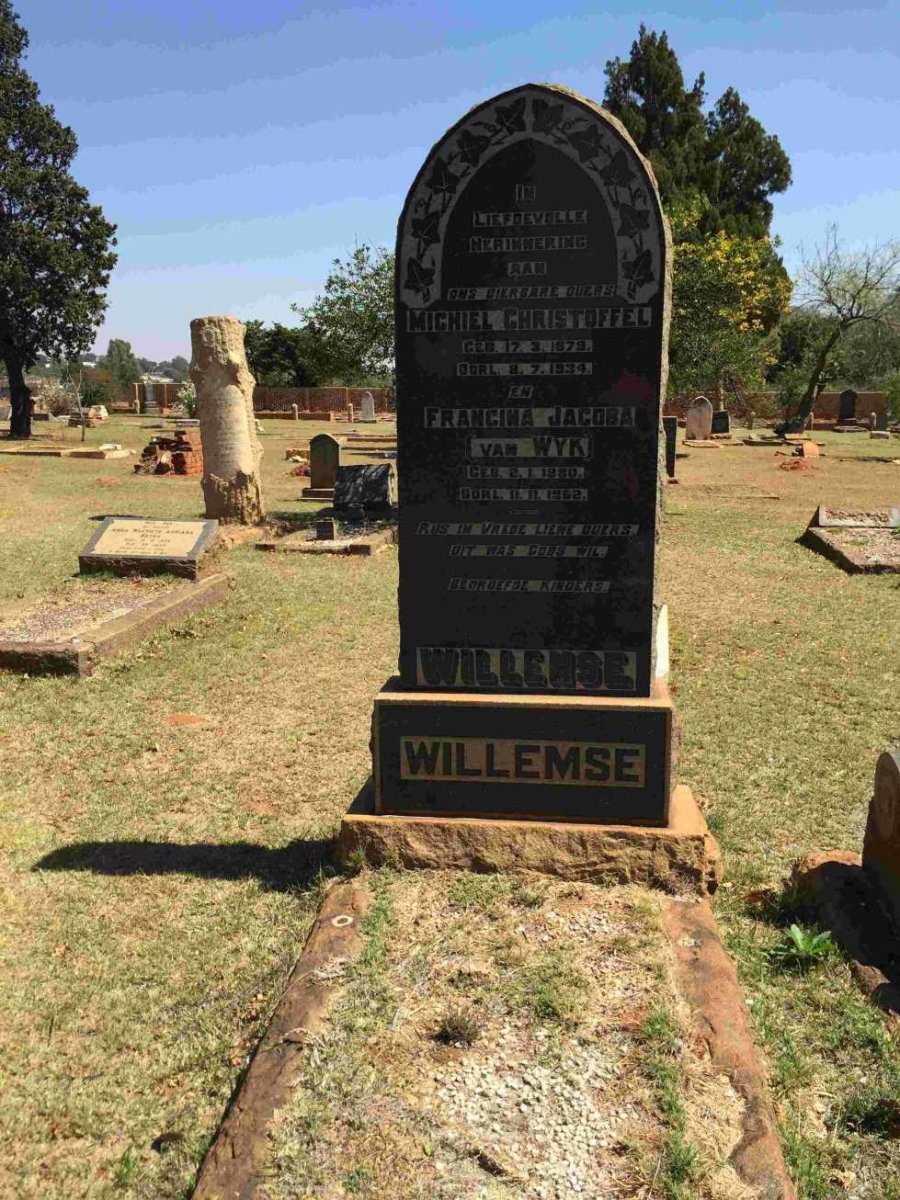 WILLEMSE Michiel Christoffel 1879-1934 &amp; Francina Jacoba VAN WYK 1880-1962