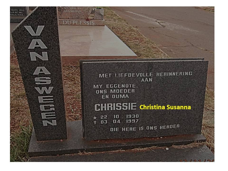 ASWEGEN Christina Susanna, van 1930-1997