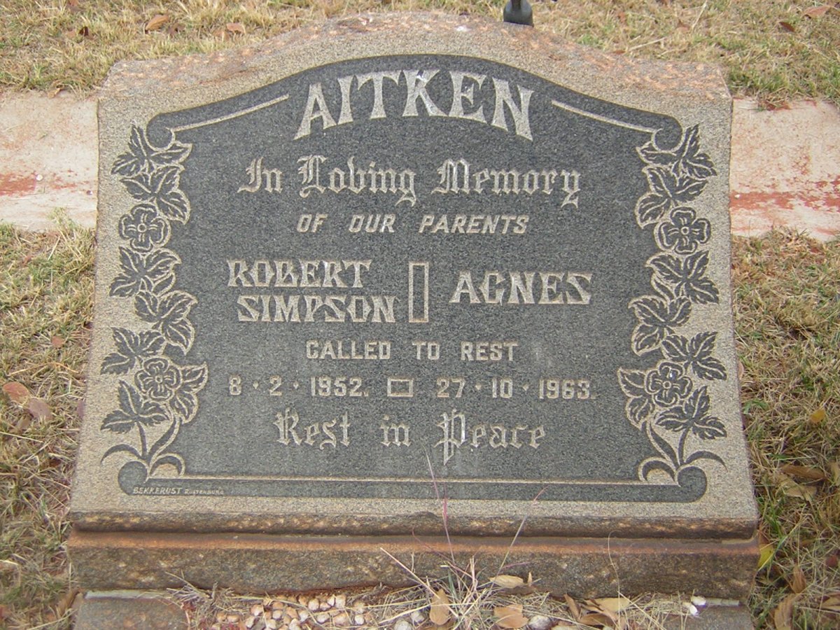 AITKEN Robert Simpson -1952 &amp; Agnes -1963