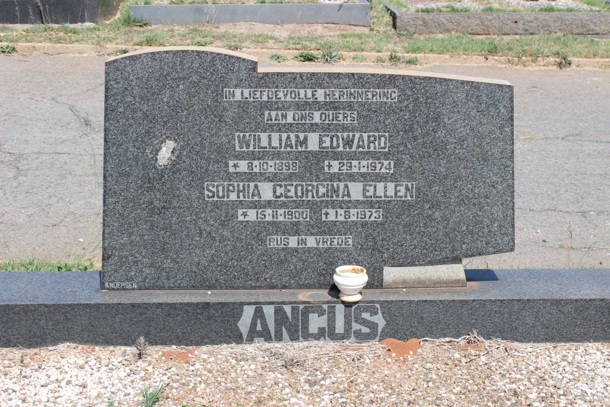 ANGUS William Edward 1898-1974 &amp; Sophia Georgina Ellen 1900-1973
