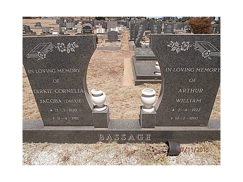 BASSAGE Arthur William 1922-1990 &amp; Dirkie Cornelia Jacoba 1930-1981