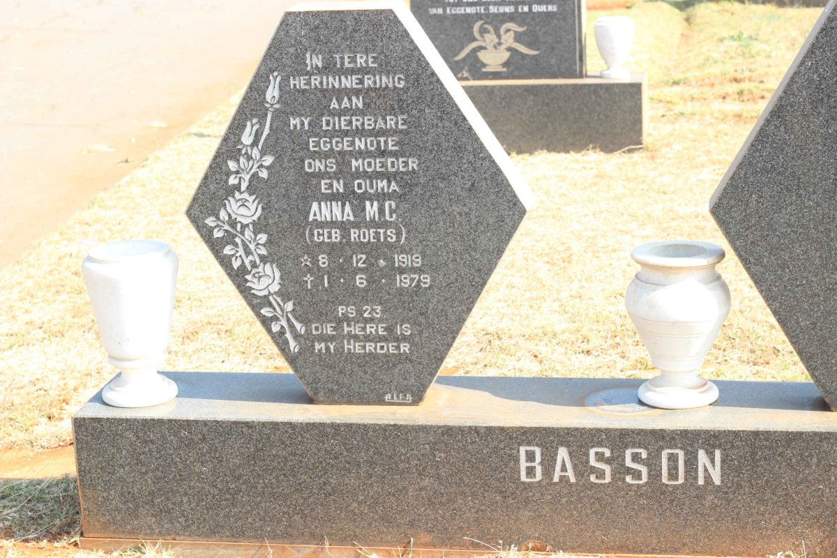 BASSON Anna M.C. nee ROETS 1919-1979