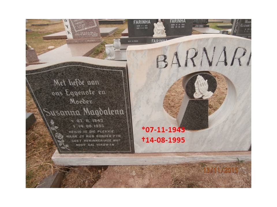BARNARD Susanna Magdalena 1943-1995