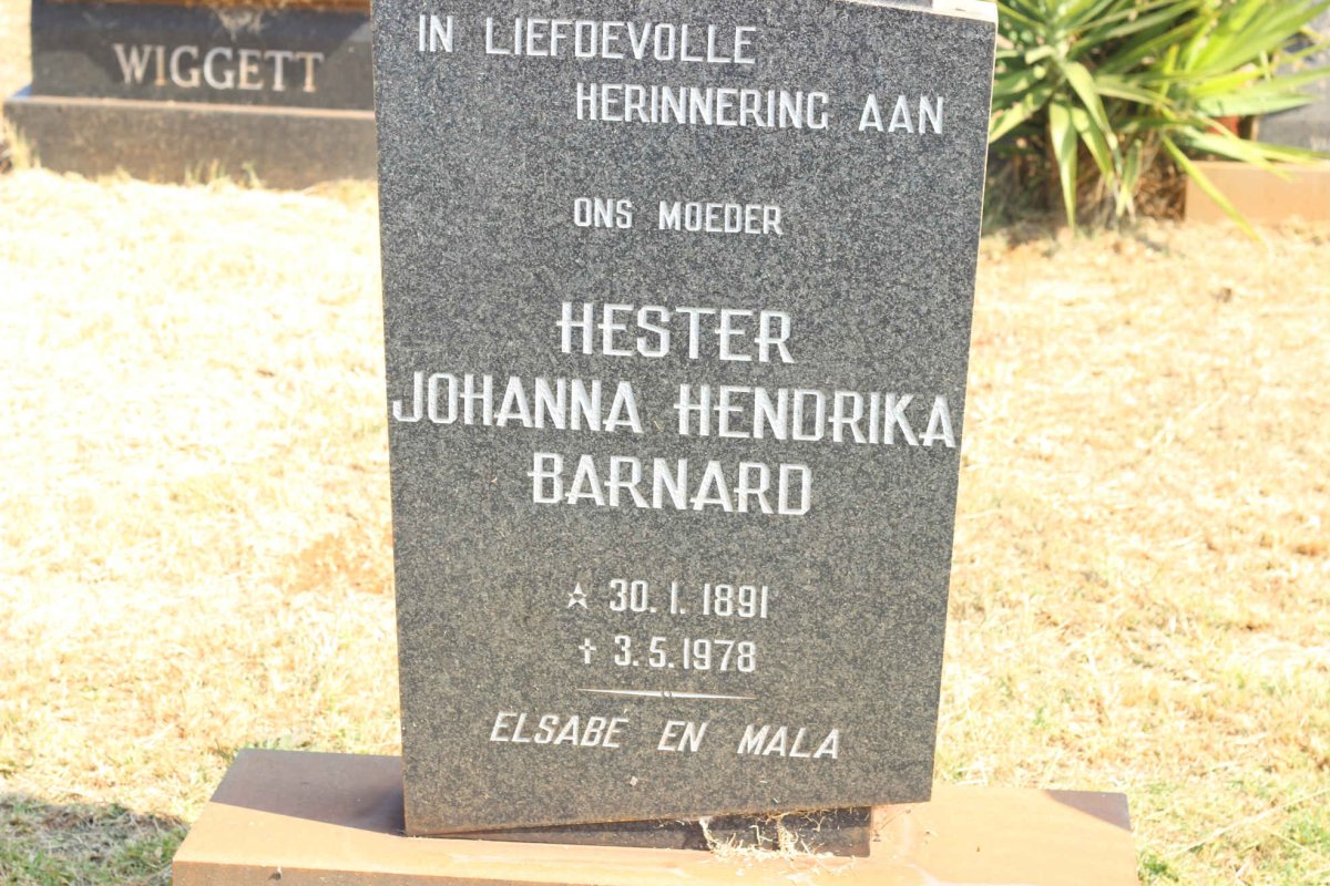 BARNARD Hester Johanna Hendrika 1891-1978