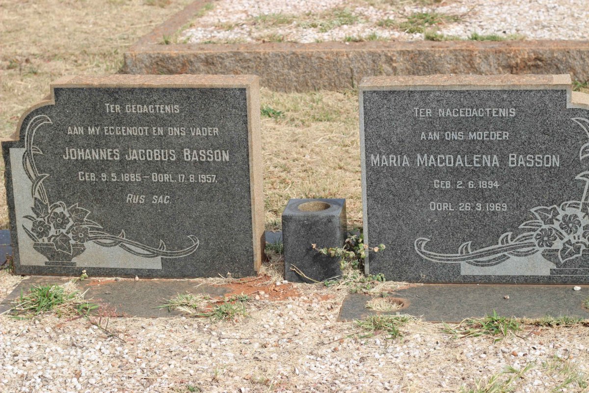 BASSON Johannes Jacobus 1885-1957 &amp; Maria Magdalena 1894-1969