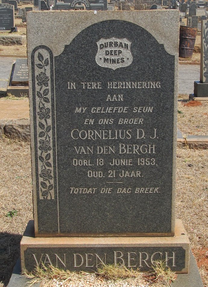BERGH Cornelius D.J., van den -1953