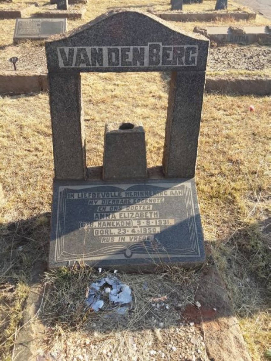 BERG Anna Elizabeth, van den nee HANEKOM 1931-1950