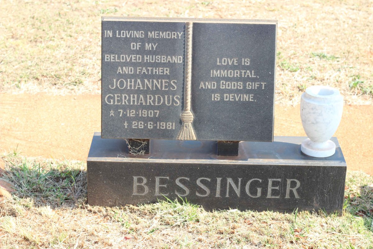 BESSINGER Johannes Gerhardus 1907-1981