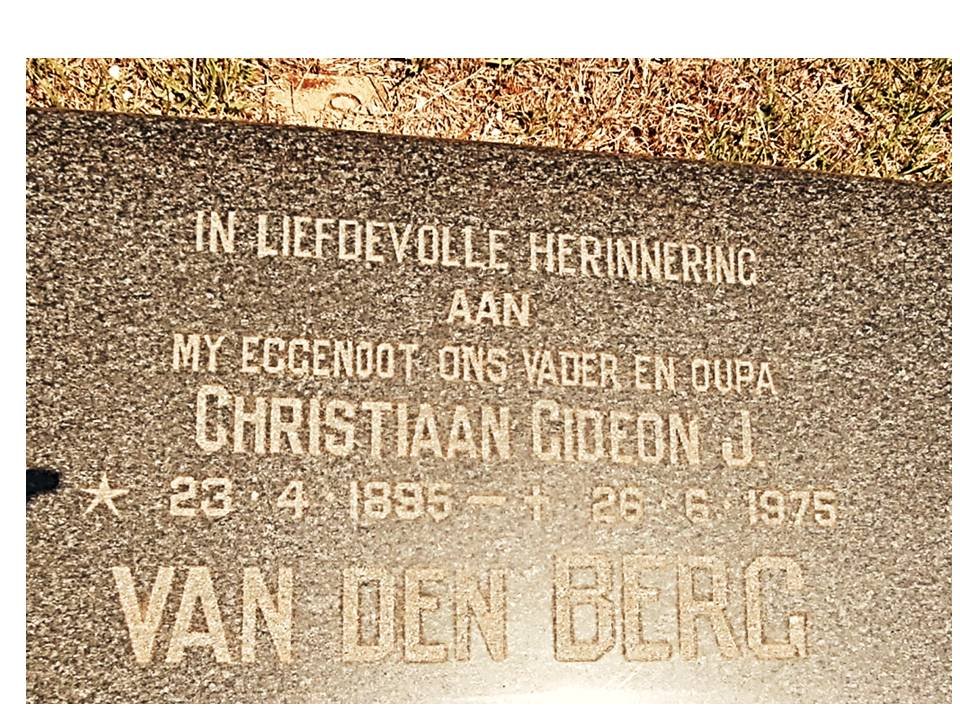 BERG Christiaan Gideon J., van den 1895-1975