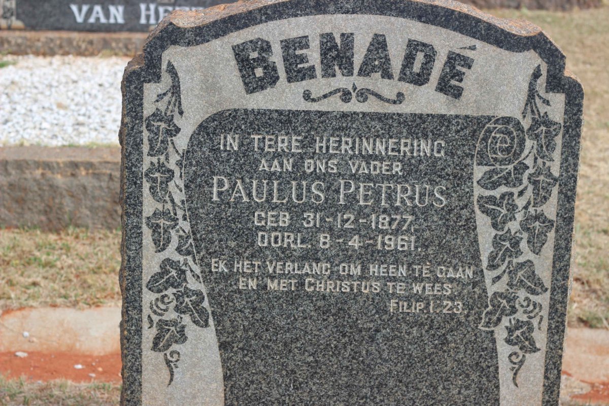 BENADE Paulus Petrus 1877-1961