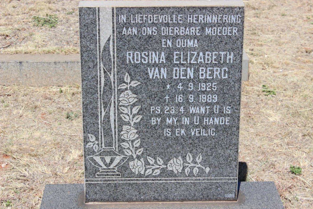 BERG Rosina Elizabeth, van den 1925-1989