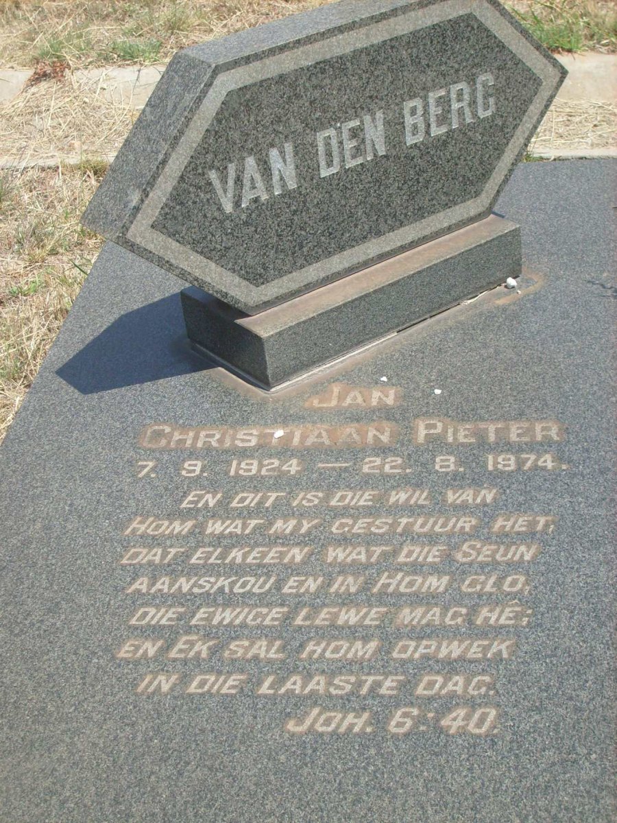 BERG Jan Christiaan Pieter, van den 1924-1974