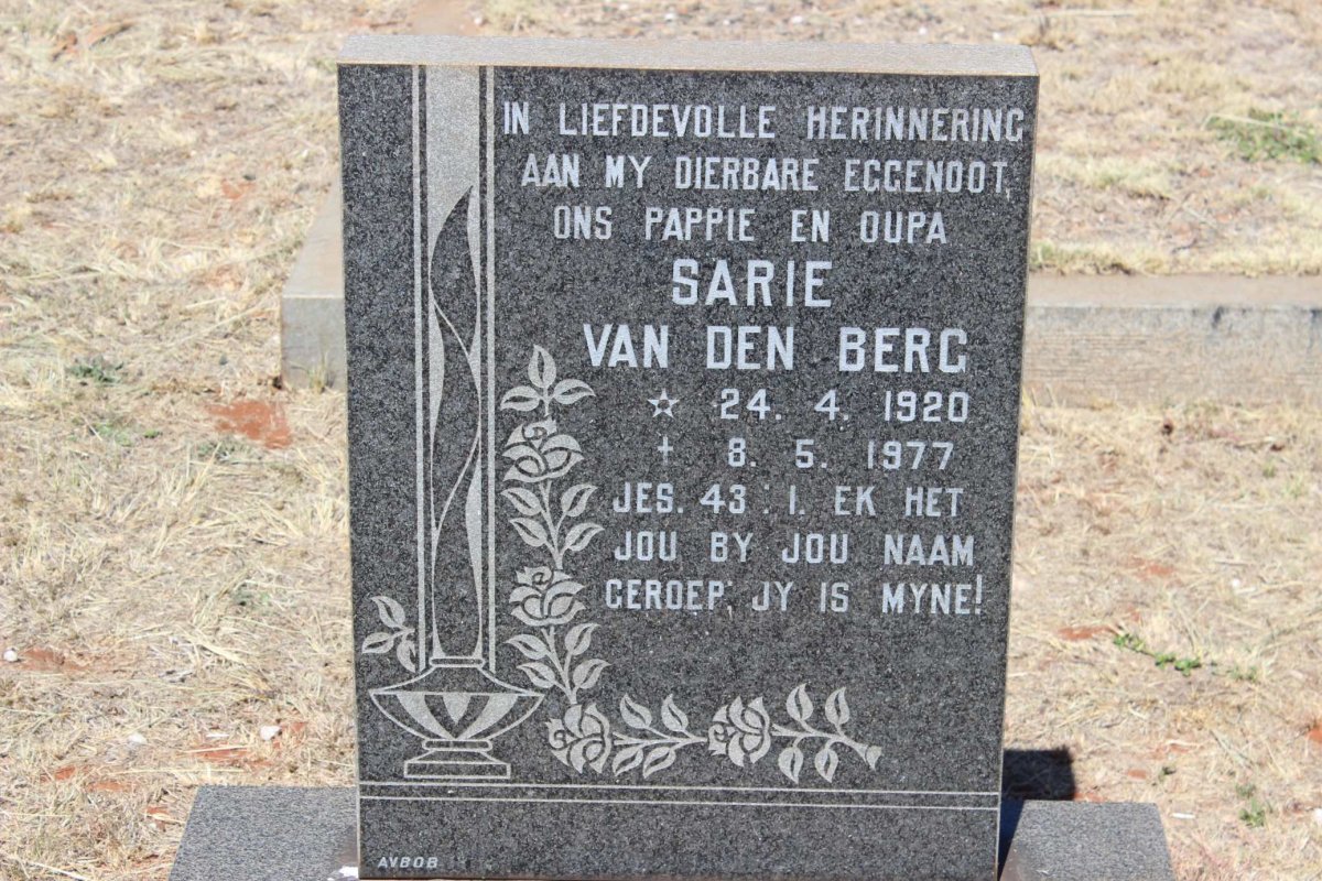 BERG Sarie, van den 1920-1977