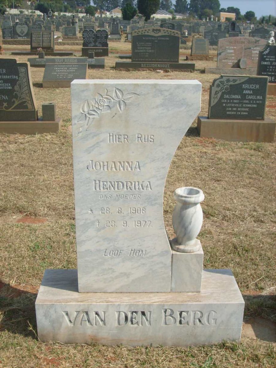 BERG Johanna Hendrika, van den 1908-1977