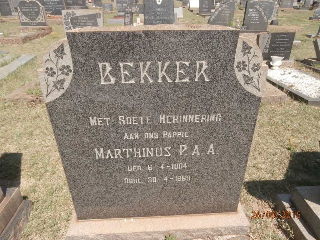 BEKKER Marthinus P.A.A. 1884-1969