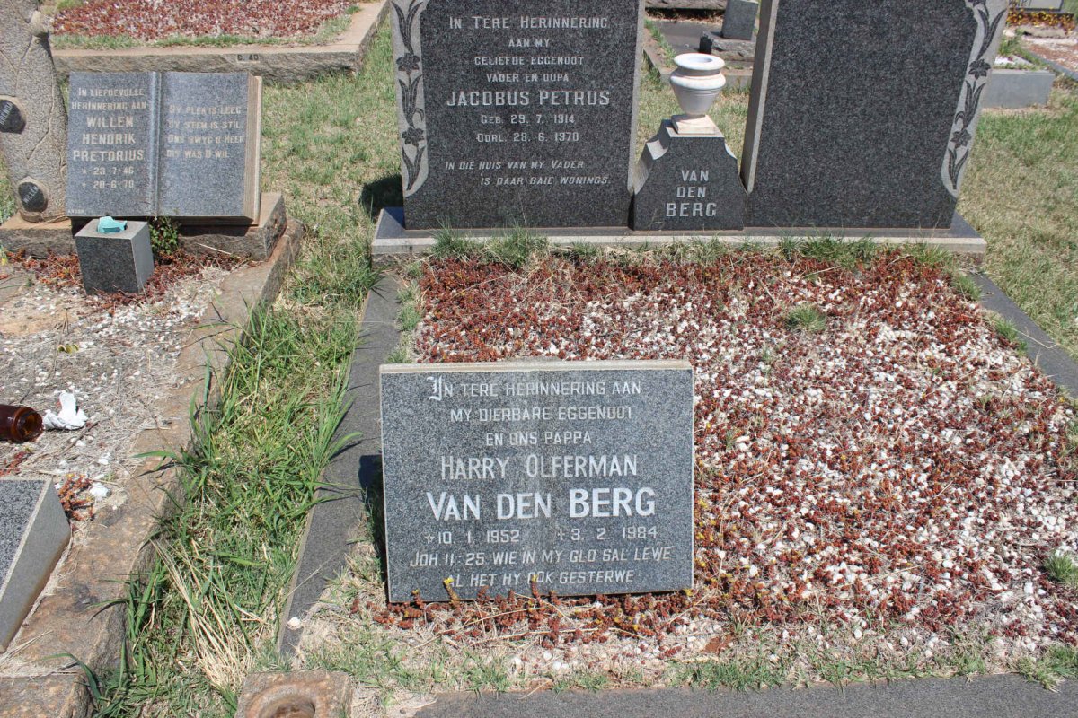 BERG Jacobus Petrus, van den 1914-1970 :: VAN DEN BERG Harry Olferman 1952-1984