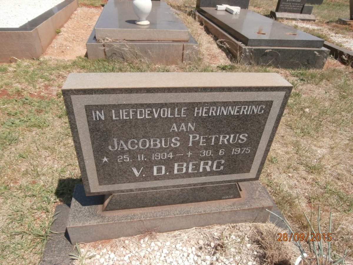 BERG Jacobus Petrus, v.d. 1904-1975