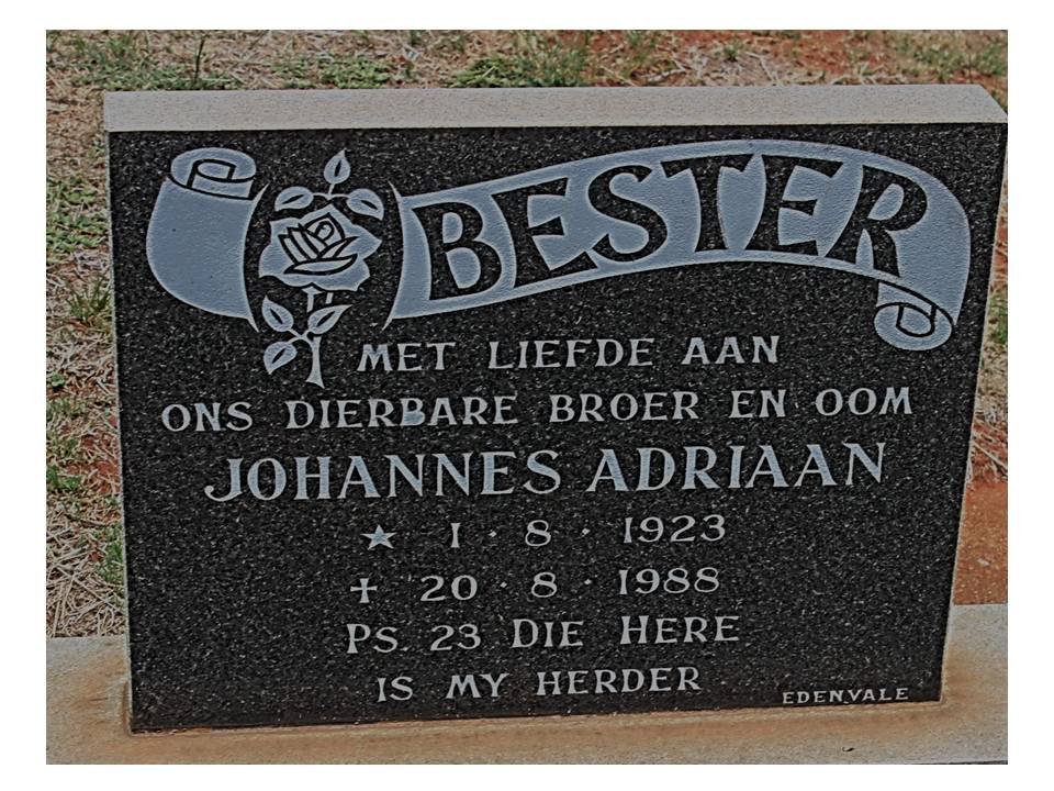 BESTER Johannes Adriaan 1923-1988