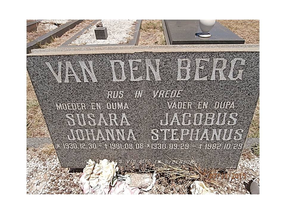 BERG Jacobus Stephanus, van den 1930-1982 &amp; Susara Johanna 1930-1981