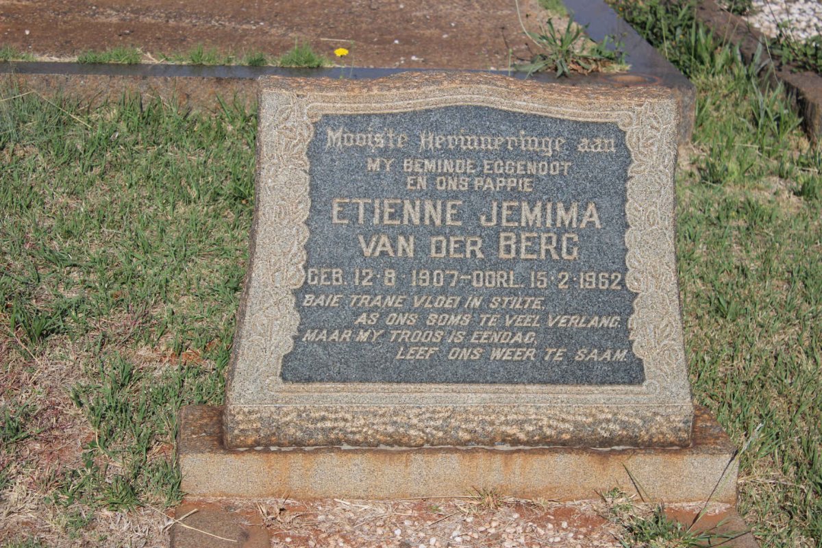 BERG Etienne Jemima, van der 1907-1962