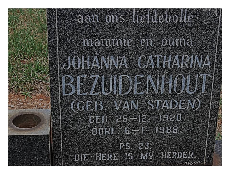BEZUIDENHOUT Johanna Catharina nee VAN STADEN 1920-1988