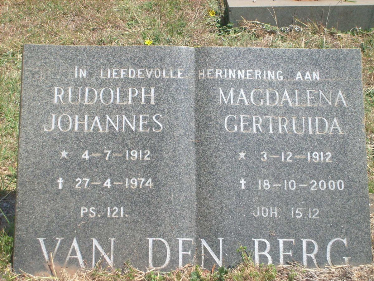 BERG Rudolph Johannes, van den 1912-1974 &amp; Magdalena Gertruida 1912-2000