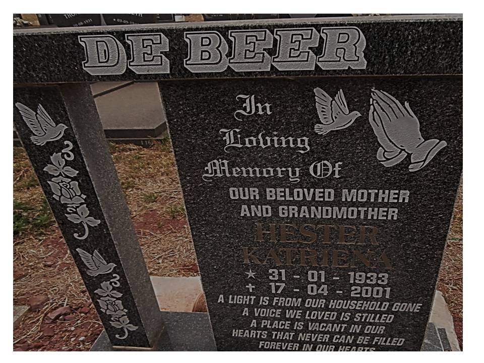 BEER Hester Katriena, de 1933-2001