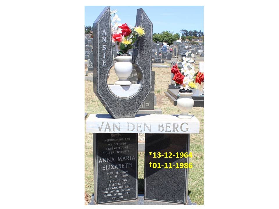 BERG Anna Maria Elizabeth, van den 1964-1986