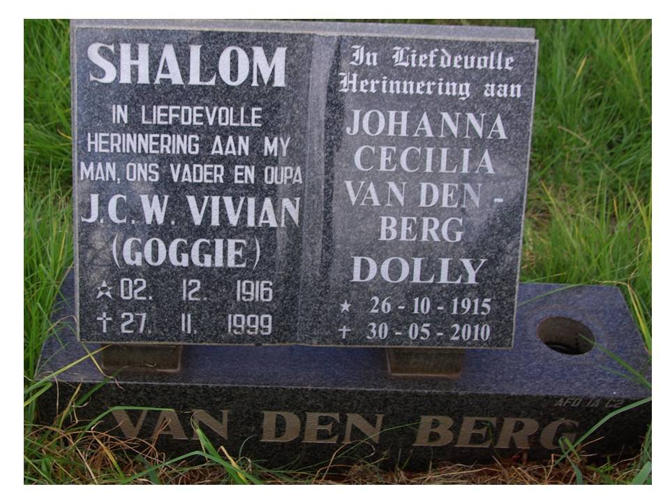 BERG J.C.W. Vivian, van den 1916-1999 &amp; Johanna Cecilia 1915-2010