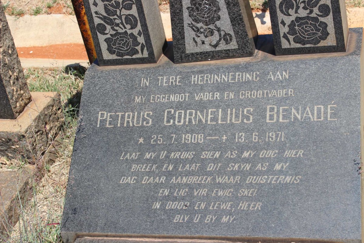BENADE Petrus Cornelius 1908-1971