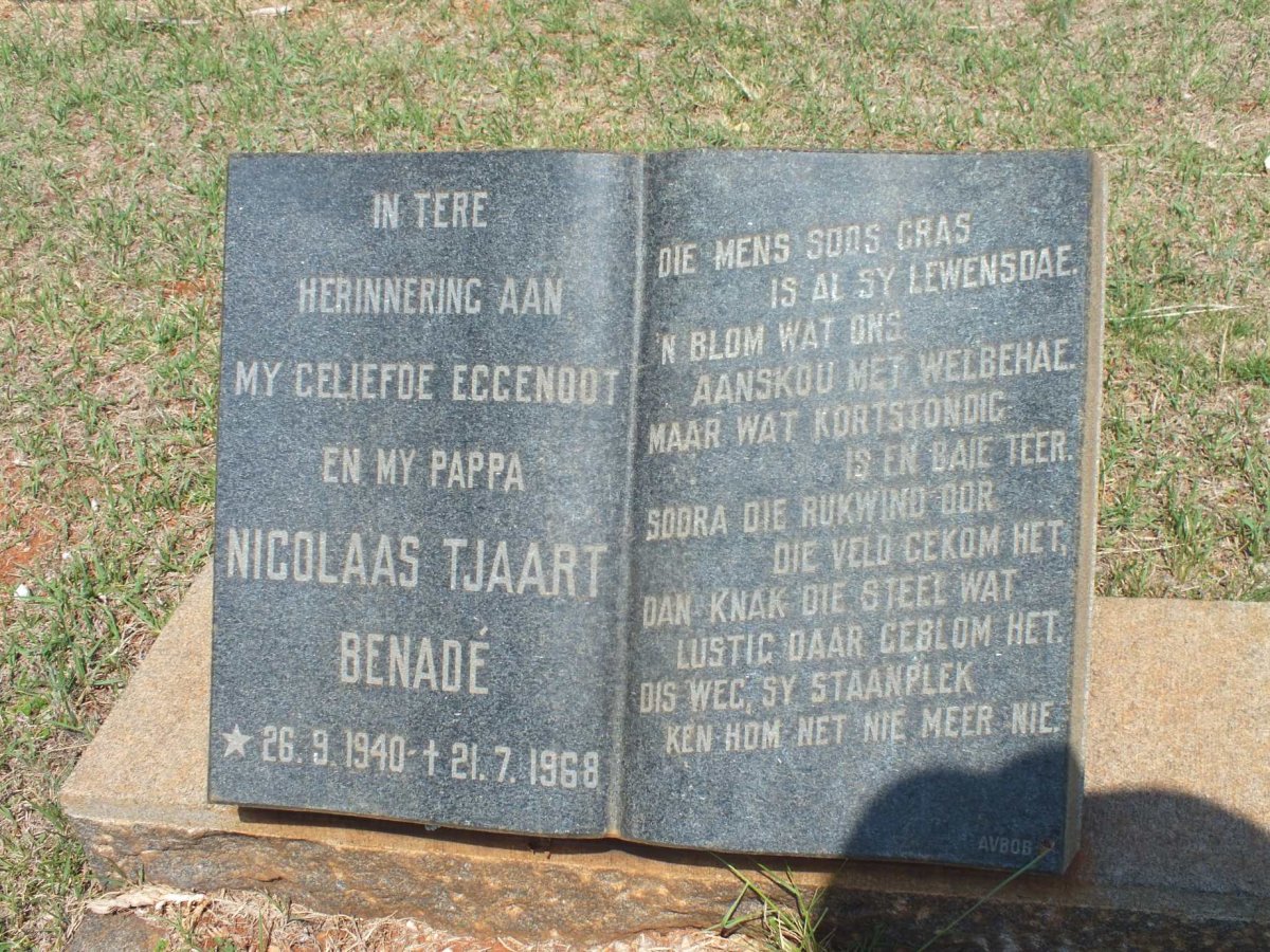 BENADE Nicolaas Tjaart 1940-1968