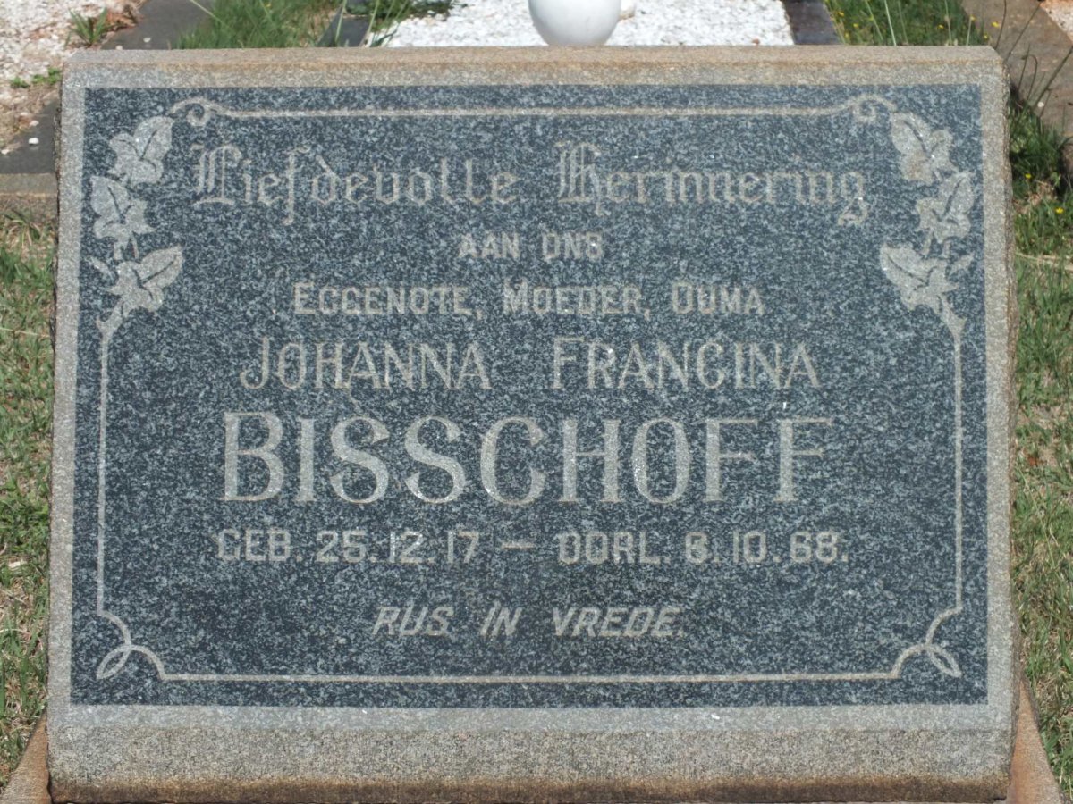 BISSCHOFF Johanna Francina 1917-1968