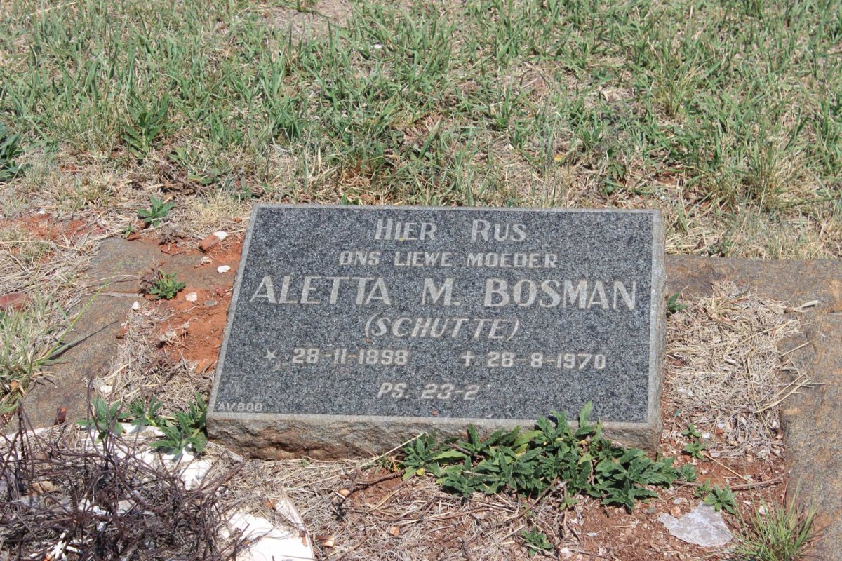 BOSMAN Aletta M. nee SCHUTTE 1898-1970