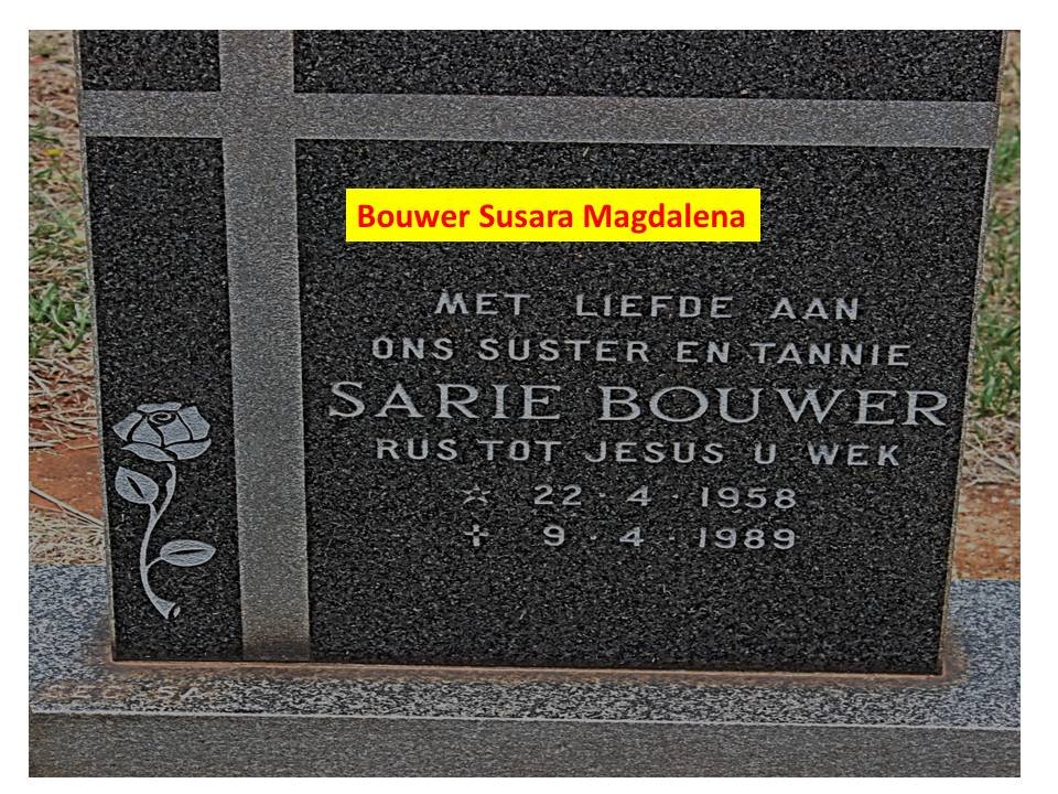 BOUWER Susara Magdalena 1958-1989