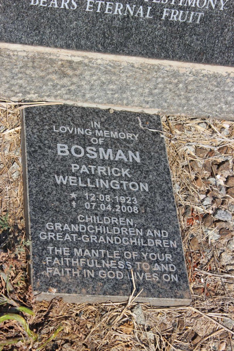 BOSMAN Patrick Wellington 1923-2008