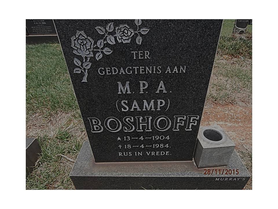 BOSHOFF M.P.A. 1904-1984