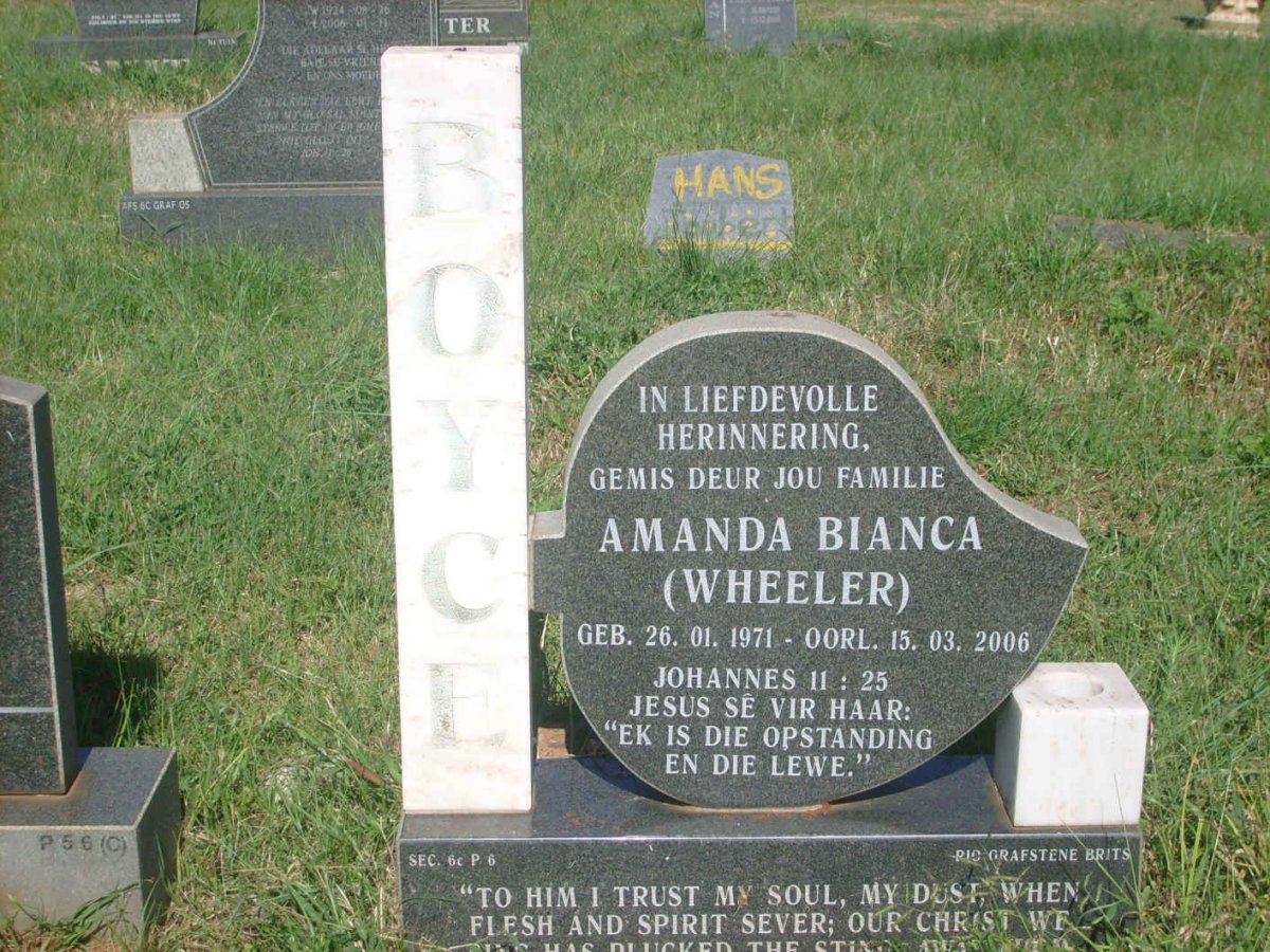 BOYCE Amanda Bianca nee WHEELER 1971-2006