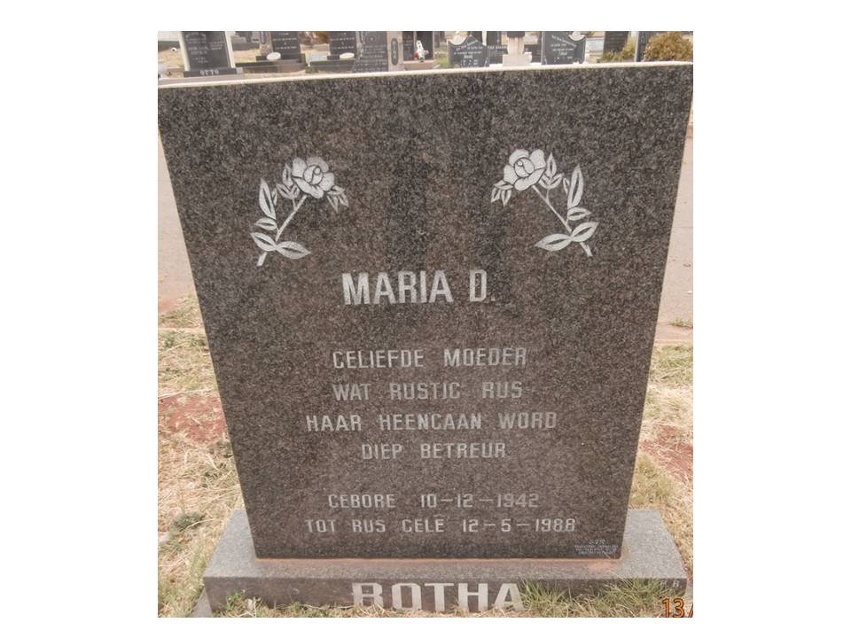 BOTHA Maria D. 1942-1988